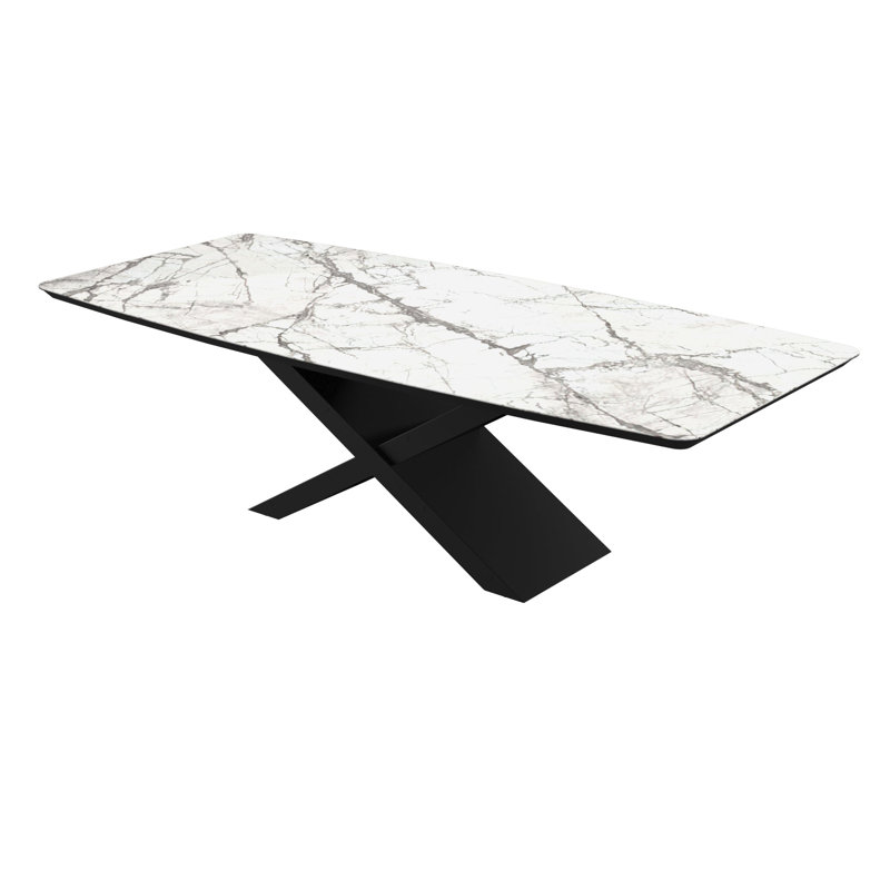 Glass Top Metal Base Dining Table