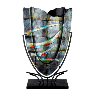 Schoeneck Black/Grey/Red/Blue Glass Floor Vase
