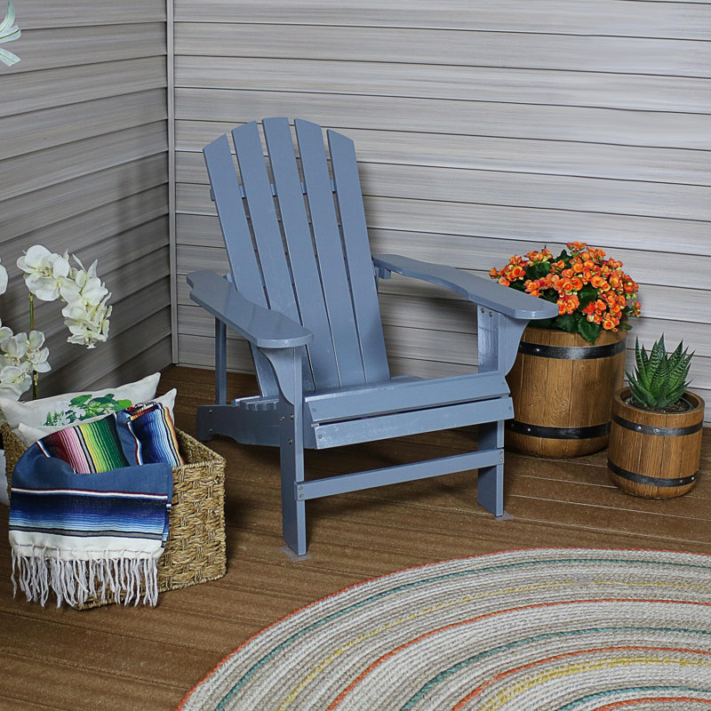 Chaise Adirondack en bois massif Tubeeuse, Bleu marine