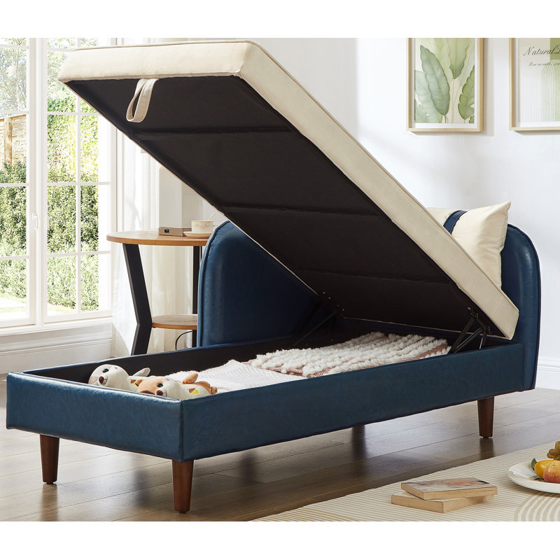 Canapé de rangement 65 po, Beige/bleu