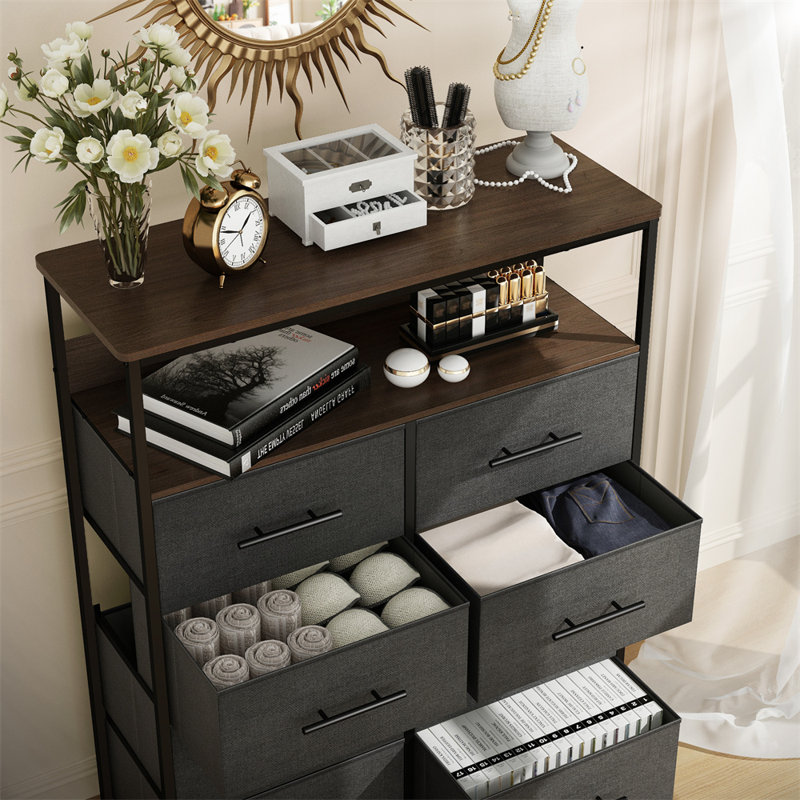 Aneisa 107cm W Chest of Drawers, Dark Brown/Black