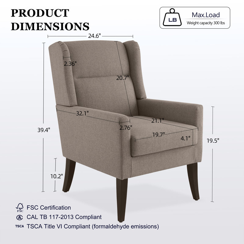 Upholstered Polyester Accent Armchair (Set Of 2), Brown