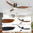 Modern Ceiling Fan with Light and Remote/App Control, 3 Color Temperatures LED, 6 Speed Quiet DC Motor, Reversible, Dimmable, Timer, Brown Blades, Black Housing, Living Room Bedroom-2057246195