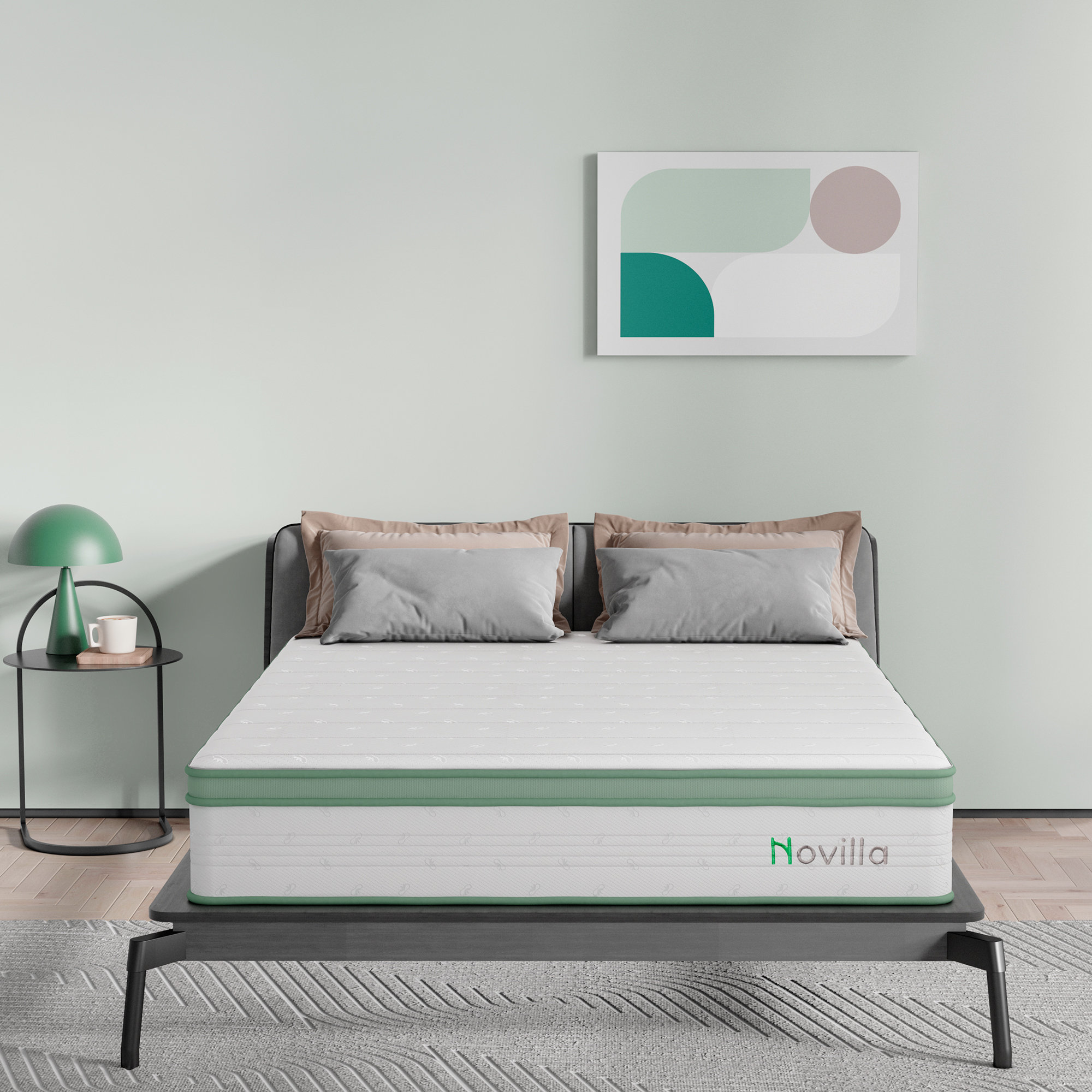 Matelas Novilla 140x200 18cm - Mousse Mémoire Forme Gel 7 Zones - Bambou - Mi-Ferme - Housse Lavable