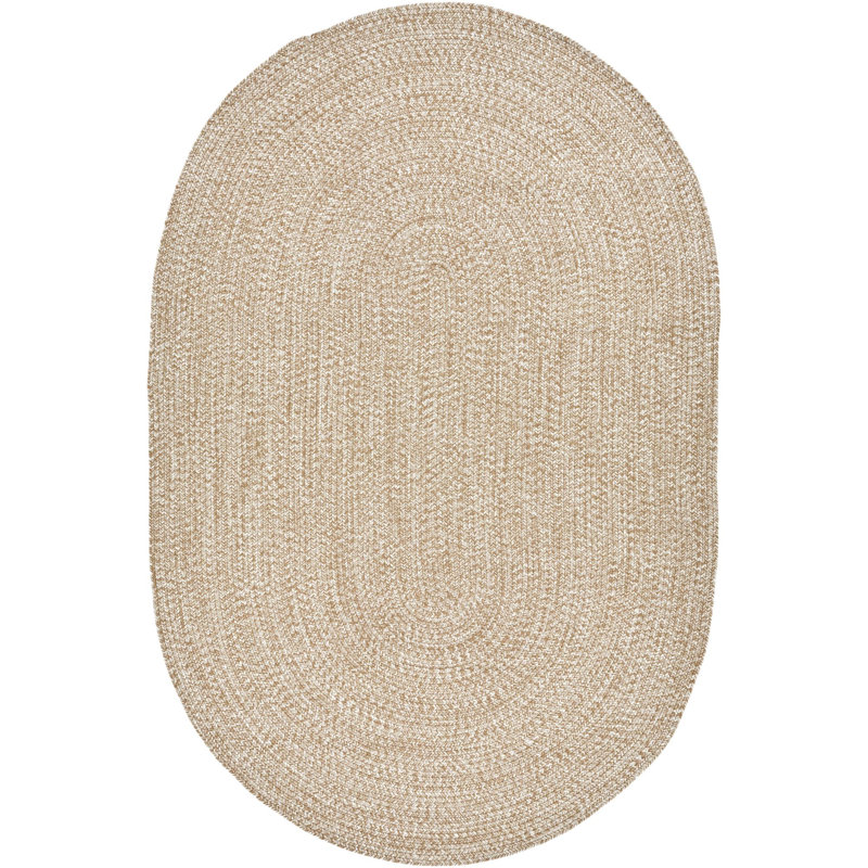 Tapis intérieur / extérieur beige Leroux, Oval 6 pi x 9 pi
