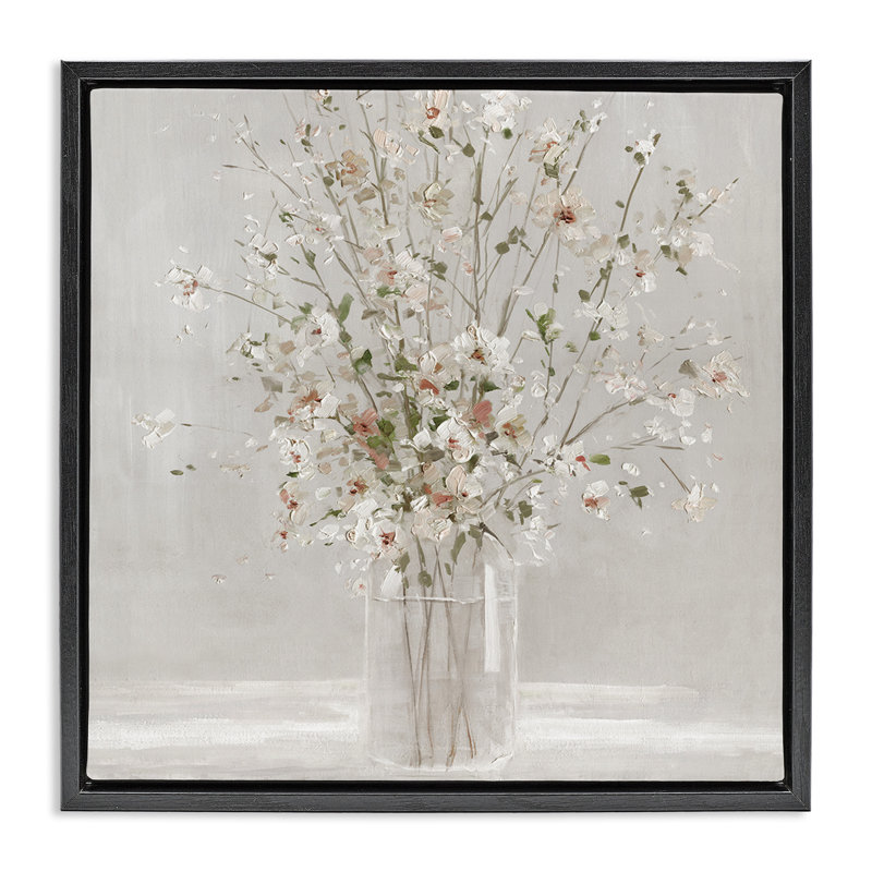 Arrangement de fleurs neutre, H 18 po x l 18 po, Cadre flottant noir de jais