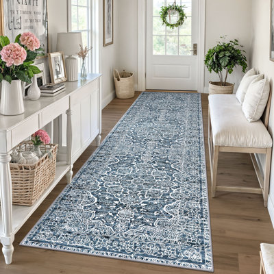 Area Rug Machine Washable Rugs with Rubber Backing for Living Room