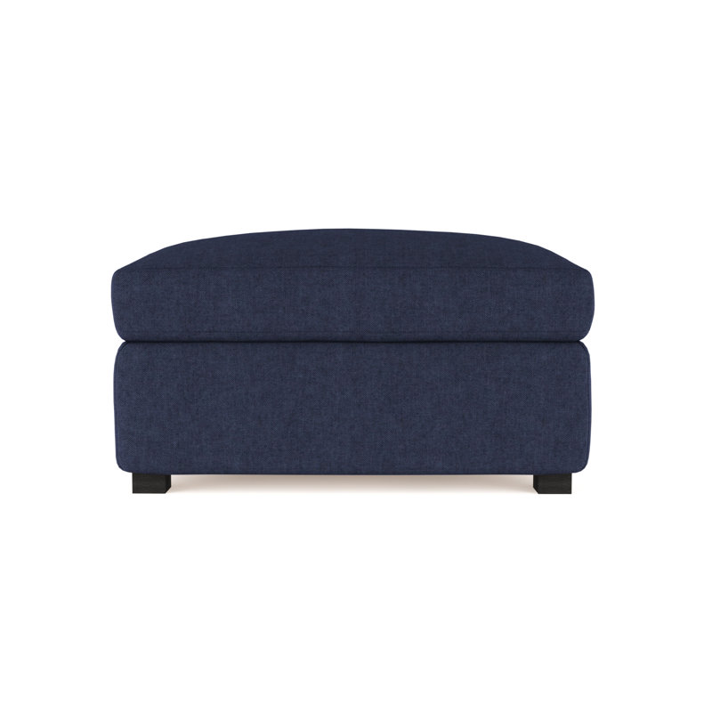 Madison Ottoman, Plush Velvet Blue Print, Ebony