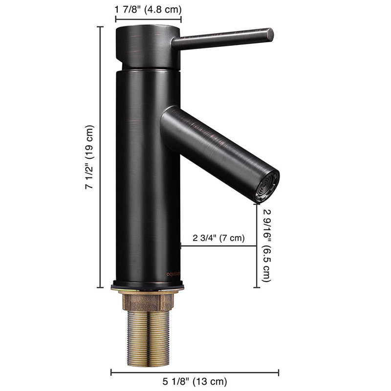 Robinet pour salle de bain à poignée simple Aquaterior, Bronze huilé