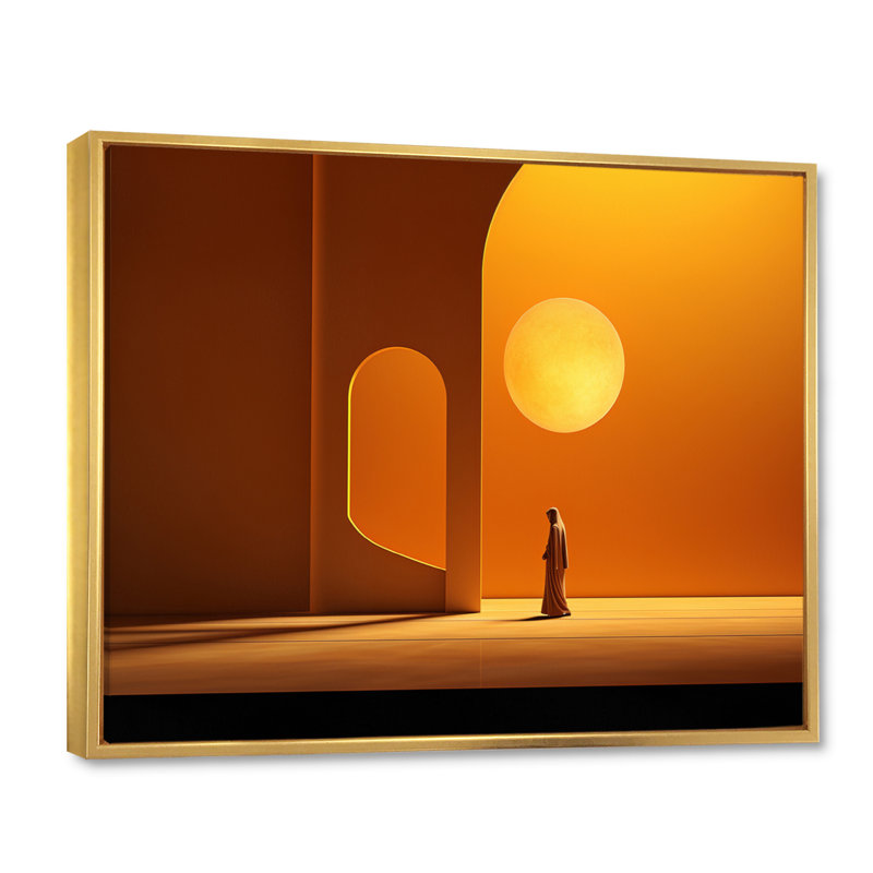 " Islam Art The Light II ", 12" H x 20" W x 1" D, Gold Floater Framed