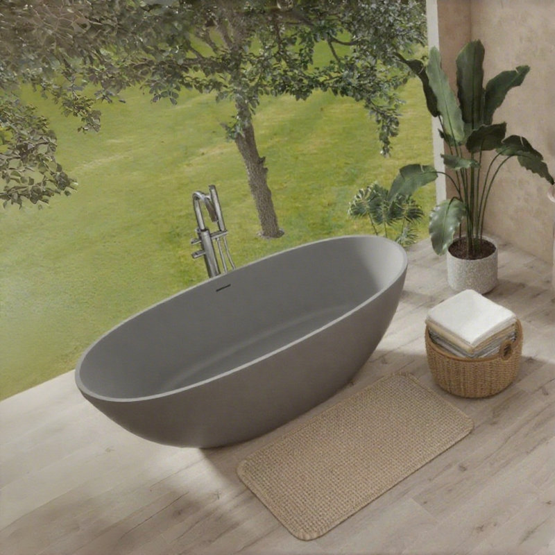 Luxury Soaking Experience Stone Resin Freestanding Bathtub For Modern Bathrooms