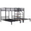 Lit superposé simple en métal avec rangement en noir - article de chambre à coucher peu encombrant avec tablettes et escalier pratiques-341816747
