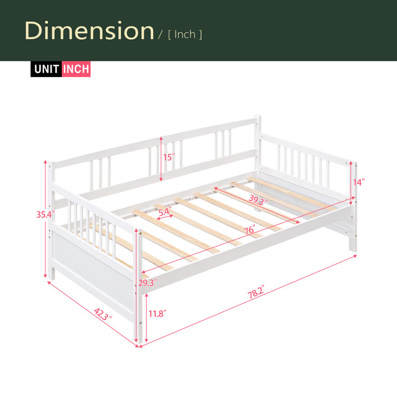 Modern Solid Wood Daybed, Multifunctional, Twin Size, White