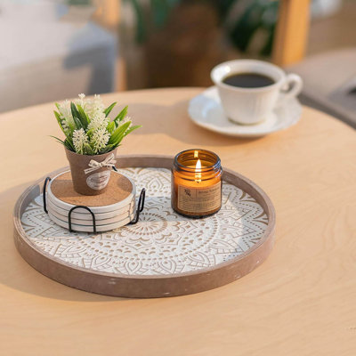 Round Decorative Coffee Tray