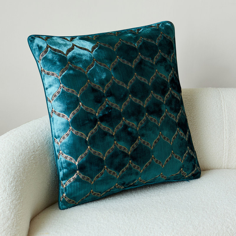 Housse de coussin réversible en velours abstrait, Abstrait bleu
