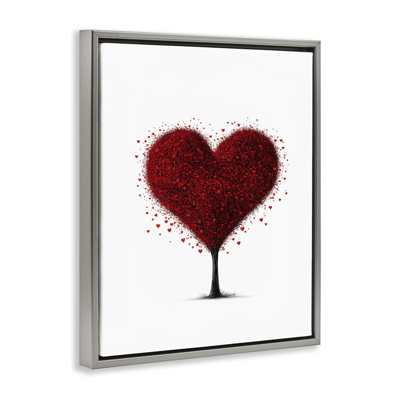 Cadre flottant arbre en fleurs, design par Christine Simpson Art, H 21 po x l 17 po, Cadre flottant gris lustré
