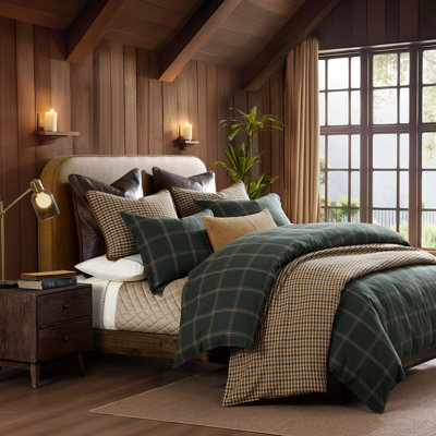 Windowpane Plaid Classic Modern Rustic Cotton Duvet Cover Set