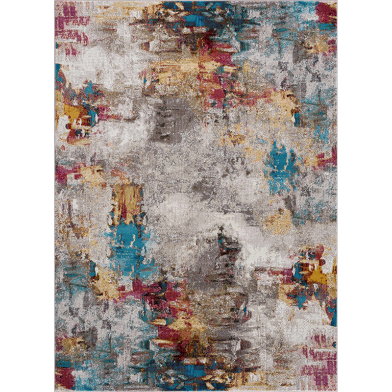 Mardin Multicolor Abstract Medium Pile Rectangular Rug 5'3" x 7'3"