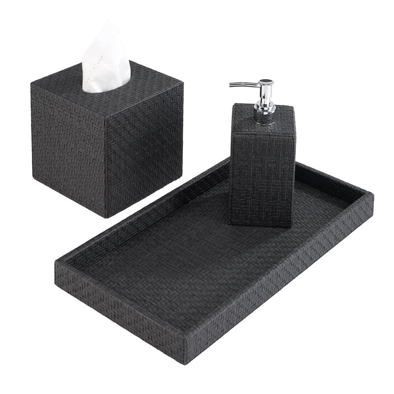 Wicker Soap Dispenser, Black