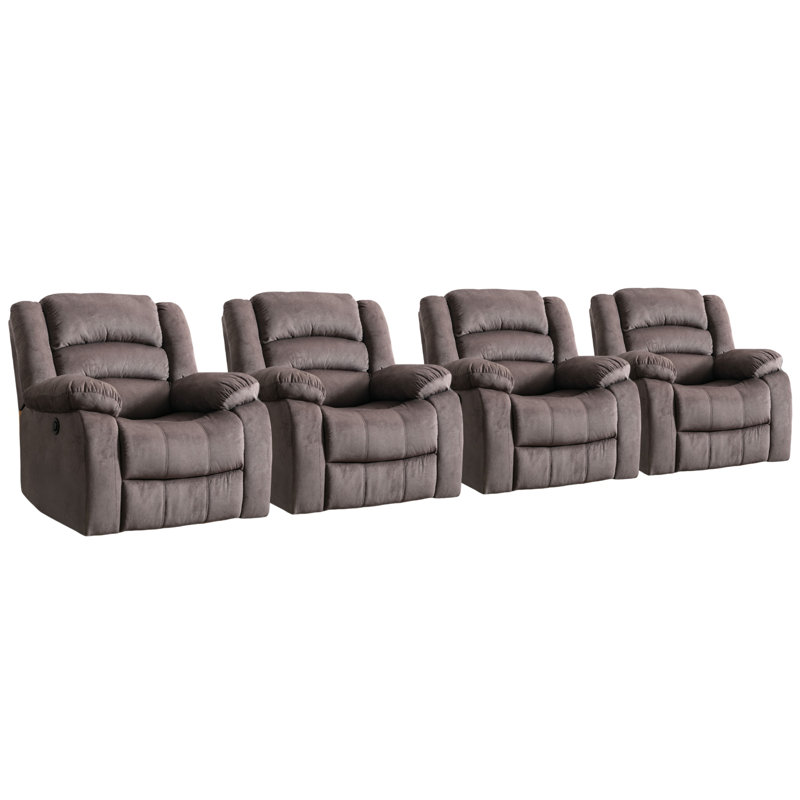 37.1" Wide Modern And Super Soft Overstuffed Power Standard Recliner With Padded Armrest(Set of 4), Brown