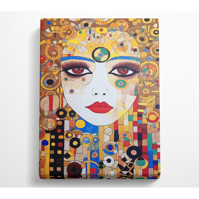 Lady With Lashes Klimt Style - Wrapped Canvas Print, 121.9cm H x 81cm W x 10cm D