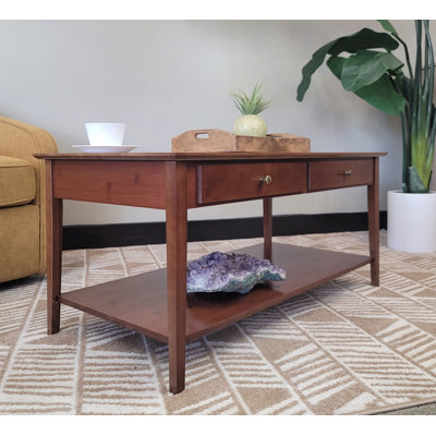 Table basse en bois massif avec rangement Amreece