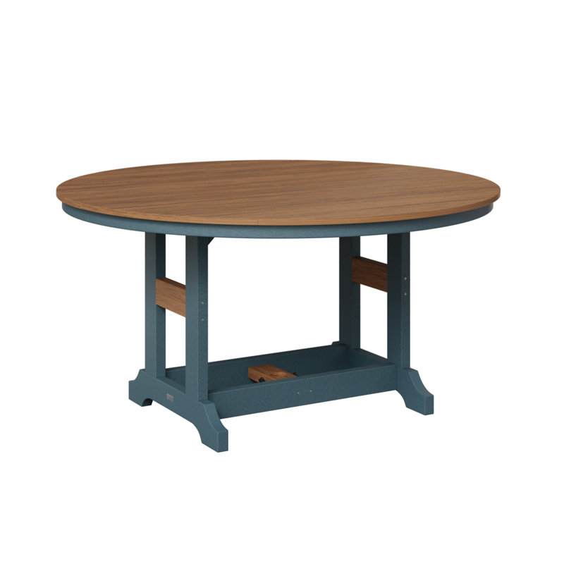 Garden Classic Outdoor Round Dining Table, Slate, Antique Mahogany