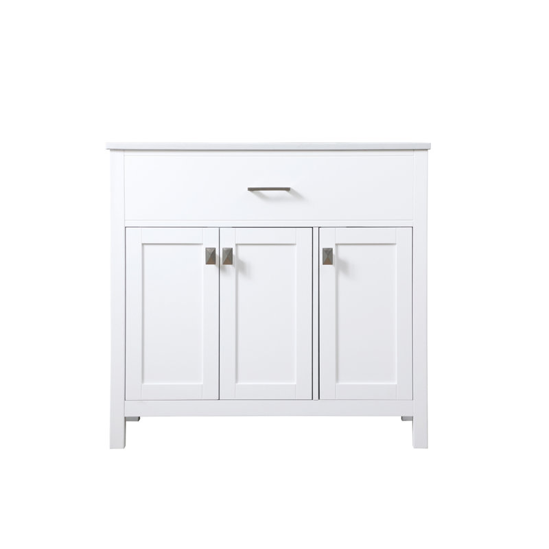 Harrison 36'' Single Bathroom Vanity with Engineered Marble Top, White