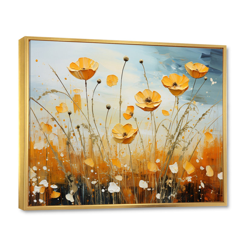 «Maret», jaune, bleu, boutons d'or, pastel, lueur, patchwork I - impression, H 30 po x l 40 po x P 1,5 po