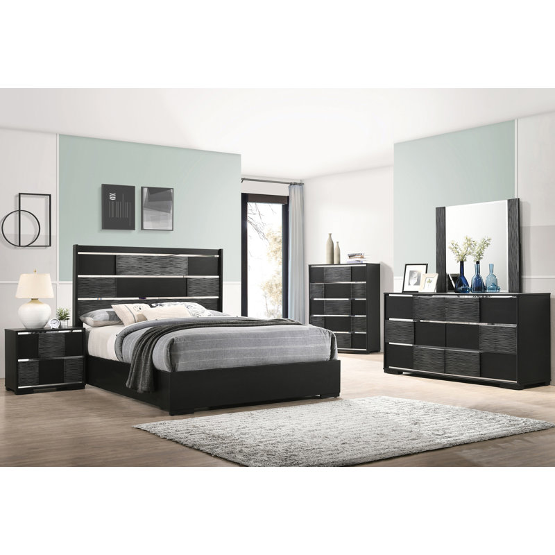 Ensemble de chambre à coucher 4 pièces Folse, Très grand