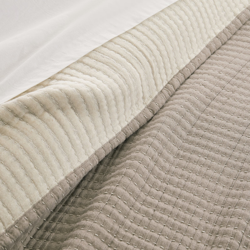 Caden Cotton Gauze Coverlet Set, Full Coverlet / Bedspread + 2 Standard  Shams, Taupe