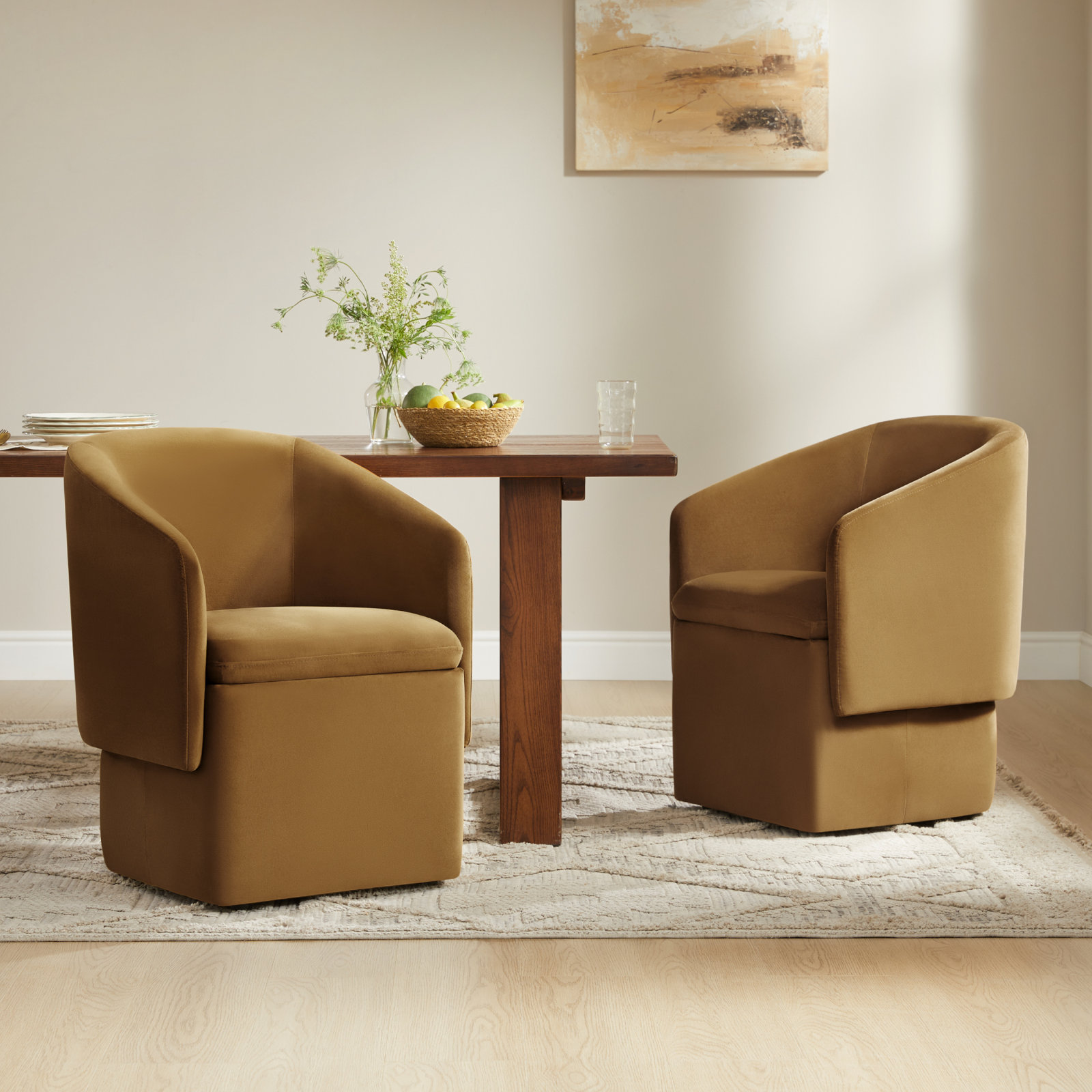 Temara Dining Armchair, Soren Ochre Performance Velvet
