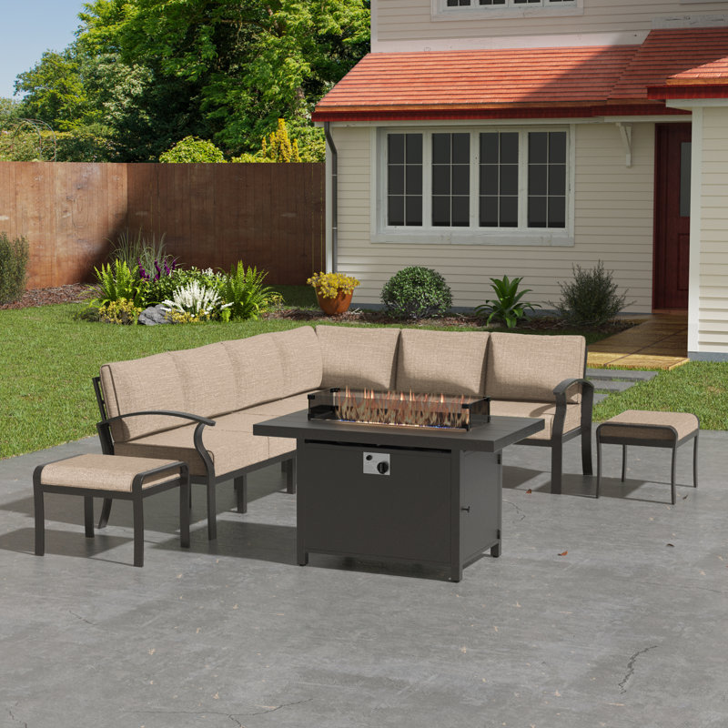 Ensemble de conversation pour patio pour 8 personnes avec table d'extérieur LP, Sable