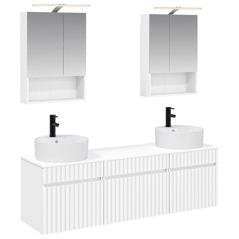 Vanity & Mirror Set, White