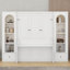 Grand lit plateforme escamotable avec tablette, armoires latérales, tiroirs et DEL-540965486