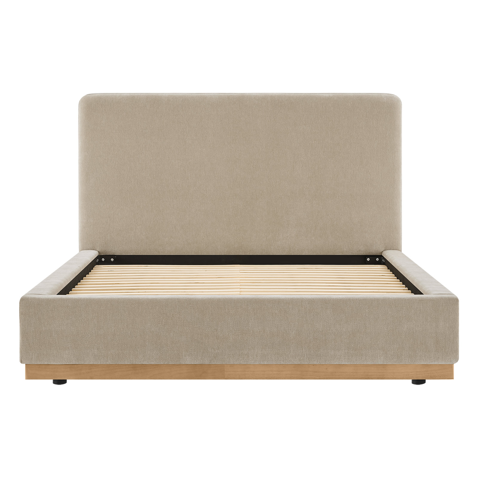 Grounded Upholstered Platform Bed, Queen, Wicker