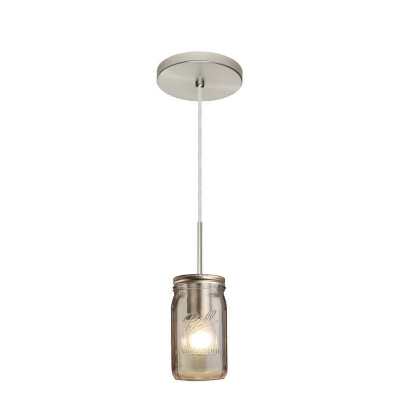 Luminaire à pot simple 1 lumières, Nickel satiné, Fumée