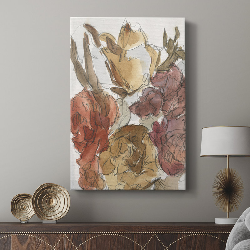 Arrangement floral recadré I - galerie Cavas sur mesure, H 60 po x l 40 po
