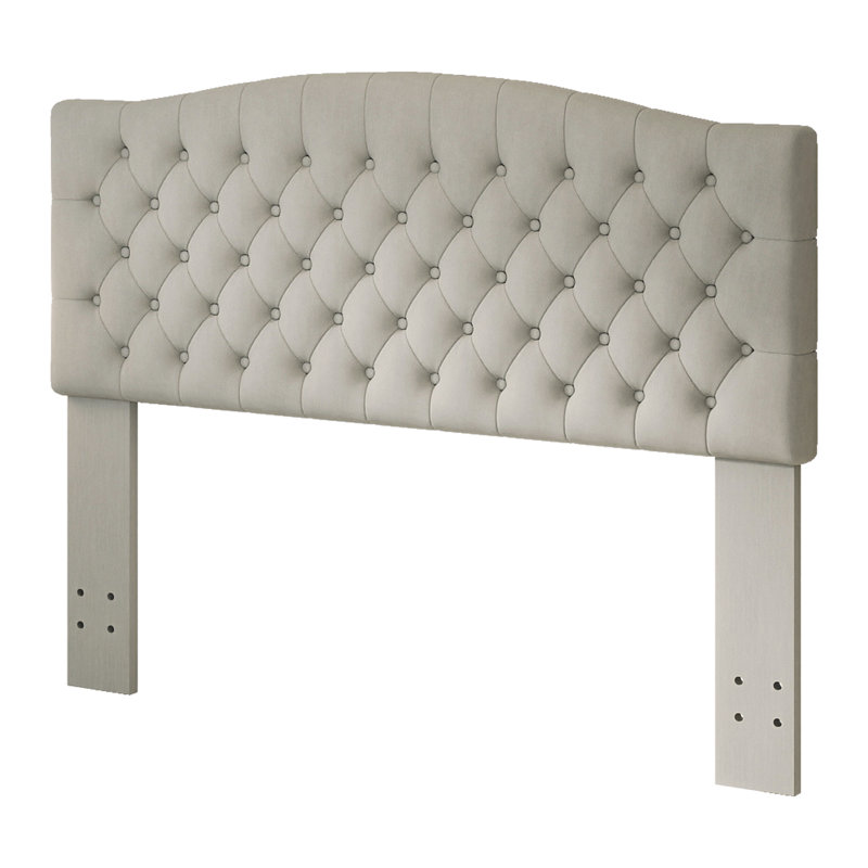 Queen Upholstered Headboard Only, Button Tufted Velvet Headboard, Wall Mountable, Easy Assembly-Light Gray, Light Gray Velvet