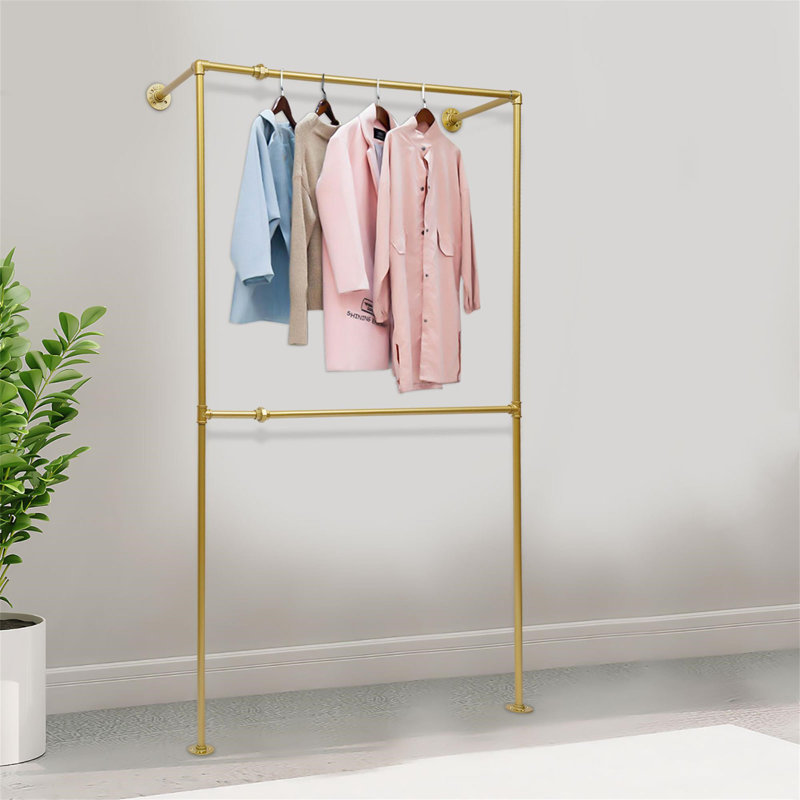 Adisynn 47.2'' Metal Wall Mounted Clothes Rack