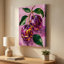 Art mauve sur toile mauve avec motifs de mosaïques - feuilles vertes - 1 po de profondeur - 24 po x 36 po