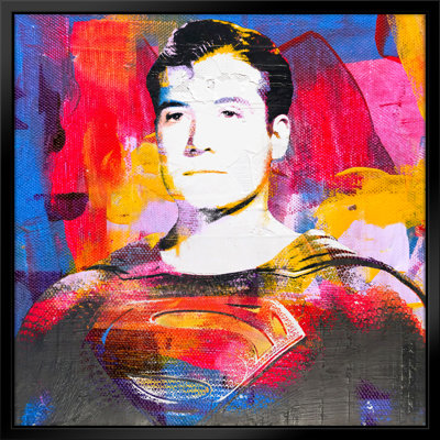 «George Reeves as Superman Pop Art», estampe numérique sur toile avec cadre flottant vertical