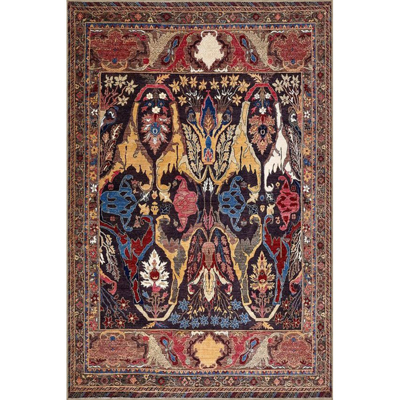 Patterned Decorative Rug Machine Washable, Square 3'3" Rud Pad Included