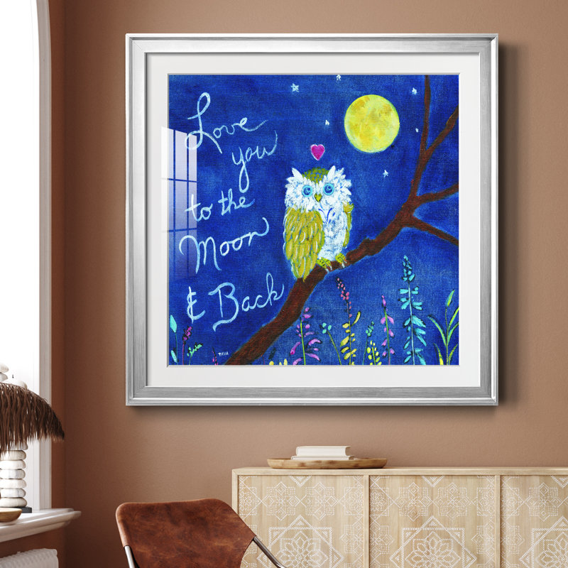 «Love You Owl», reproduction sur papier encadrée, H 26,5 po x l 26,5 po x P 1,5 po, Cadre argenté