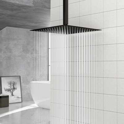 16" Square Rainfall Shower Head, Wall/Ceiling Mounted