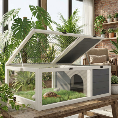 Cage à reptile pour petits animaux, lézards et geckos, avec 2 plateaux imperméables amovibles
