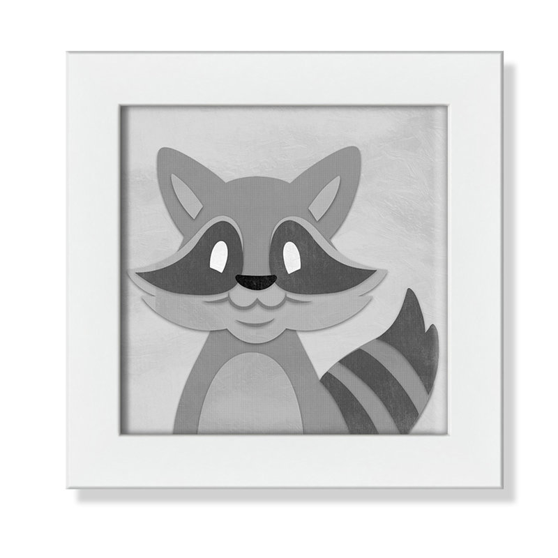 Impression sur papier Cheery Racoon, H 8 po x l 8 po x P 0,6 po, Encadré plat blanc