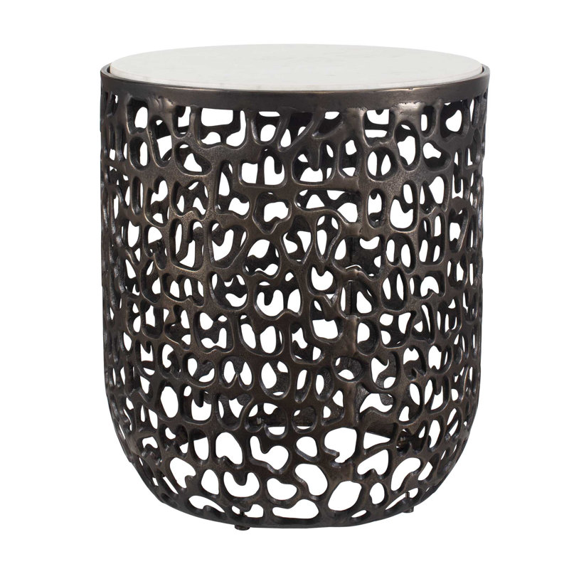  Table d'appoint d'extérieur en marbre blanc Sabena