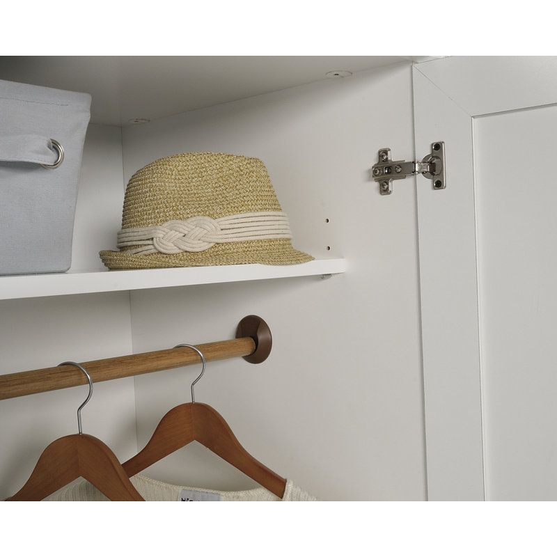 Soft White MDF 2-Door Wardrobe Armoire with Drawer