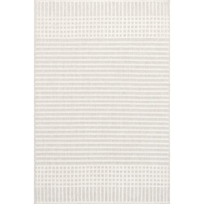 Yulia Geometric Bands Machine Washable Area Rug